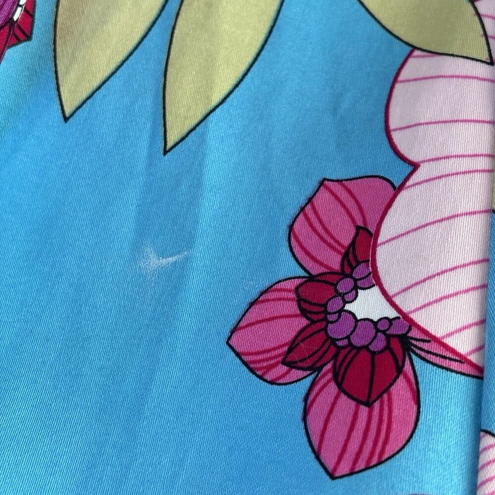 Sangria Floral Fit & Flare Dress Womens Size 10 Blue Pink Tropical Cotton Street - Picture 7 of 16